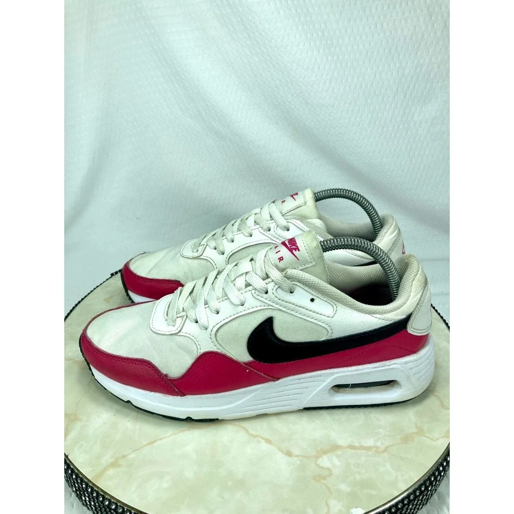 Nike Air Max SC Low Top Shoes Womens 9 White Red Sporty Streetwear Y2K Sneakers